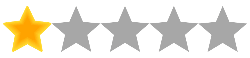 A five-star rating graphic with only the first star filled in yellow, indicating a one out of five rating—perfect for reviewing lakeland experiences.