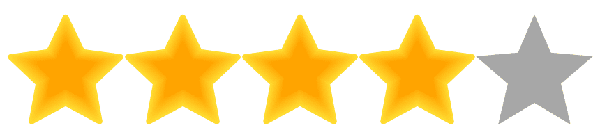 Four out of five stars are filled in yellow, with the fifth star outlined in gray, indicating a four-star Lakeland rating.