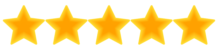 Five yellow stars arranged in a horizontal line, representing a five-star Lakeland rating.